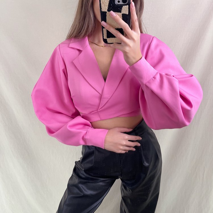 Nicci Blazer Wrap Top / Pink
