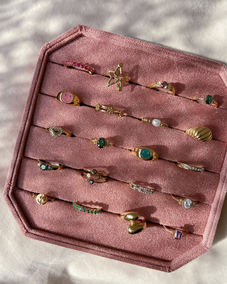 Gold Gem Stone Ring / Pink