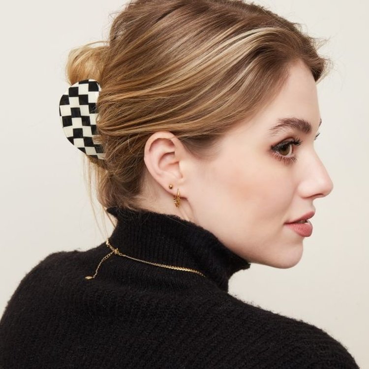 Roya Checked Hair Claw / Brown