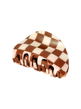Roya Checked Hair Claw / Brown