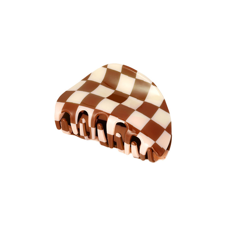 Roya Checked Hair Claw / Brown
