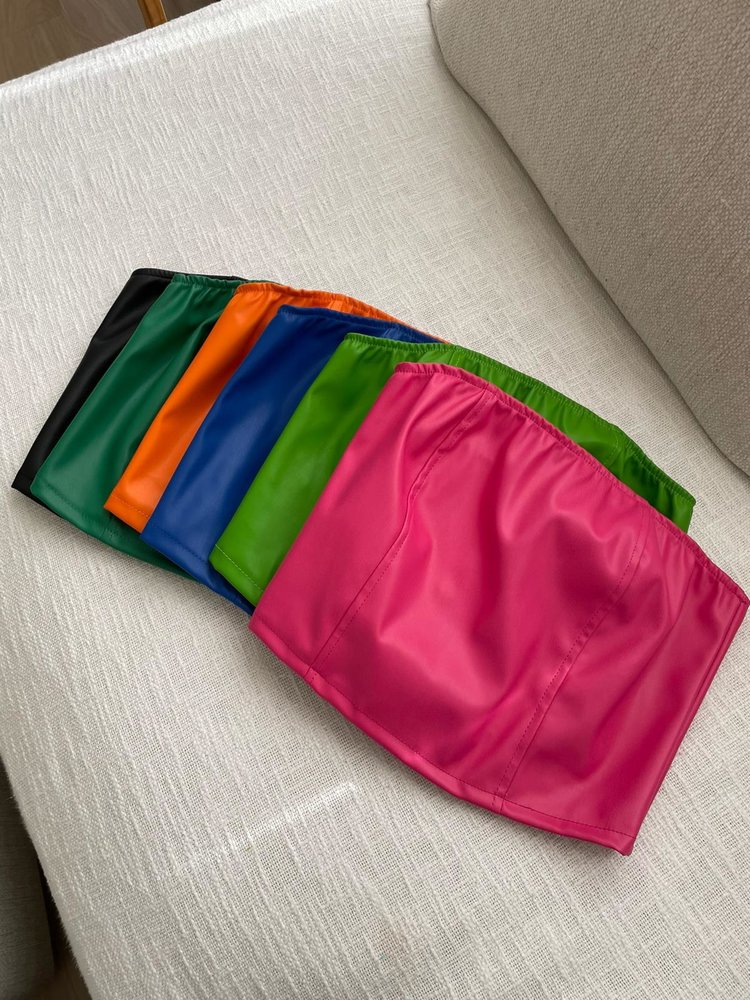 Mika  Faux Leather Tube Top / Cobalt Blue