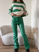 Khai Faux Leather Flared Trousers / Dark Green - Hello My Love