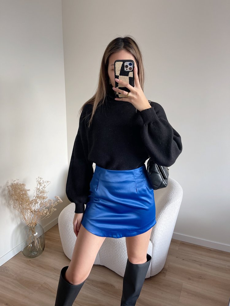Asra Satin Skirt / Cobalt Blue