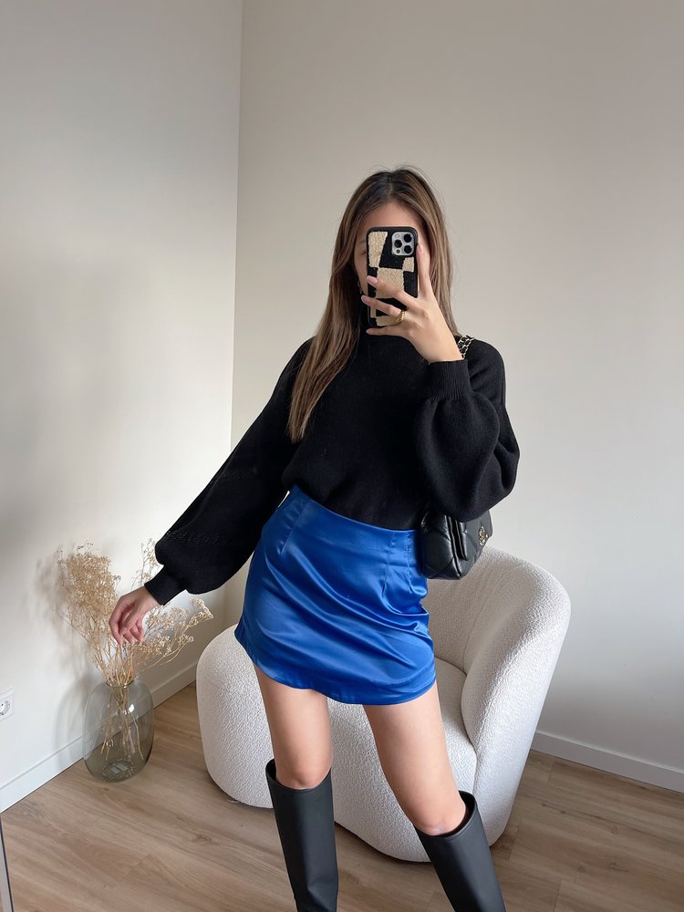 Asra Satin Skirt / Cobalt Blue