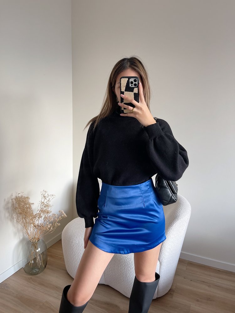 Asra Satin Skirt / Cobalt Blue