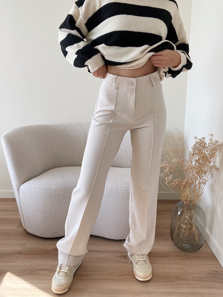Bowie Wide Leg Trousers / Cream