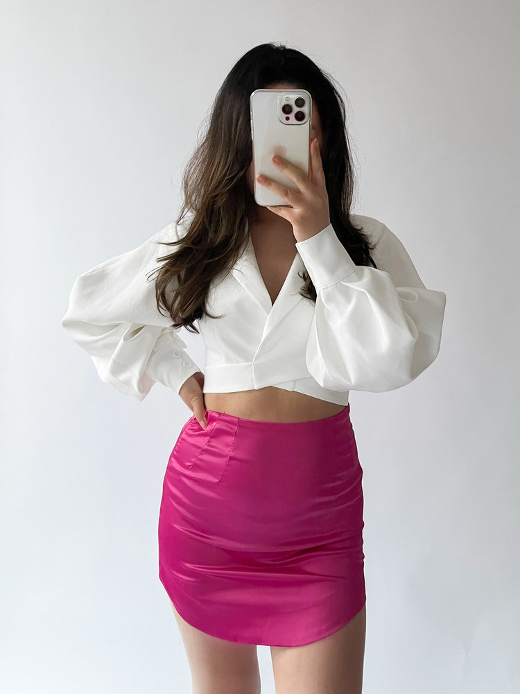 Asra Satin Skirt / Fuchsia