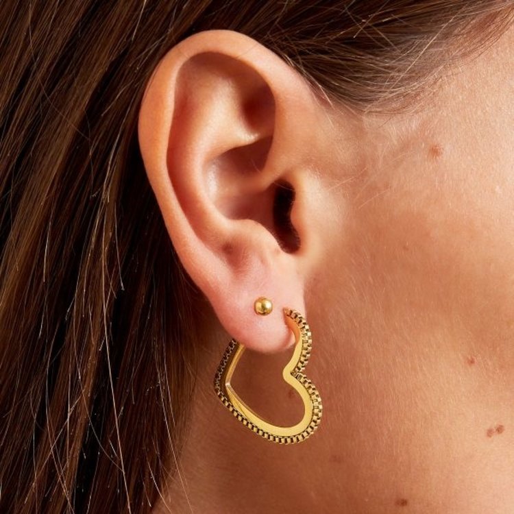 Gold Heart Shackle Hoop Earrings