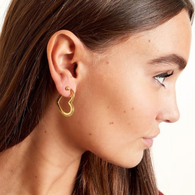 Gold Heart Shackle Hoop Earrings