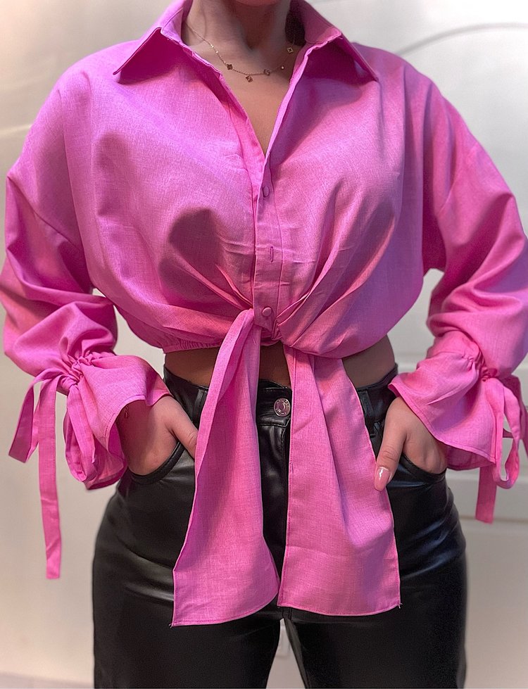 Julea Bow Tie Cropped Blouse / Black