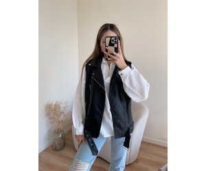 Zanthia Faux Leather Biker Gilet / Black - Hello My Love