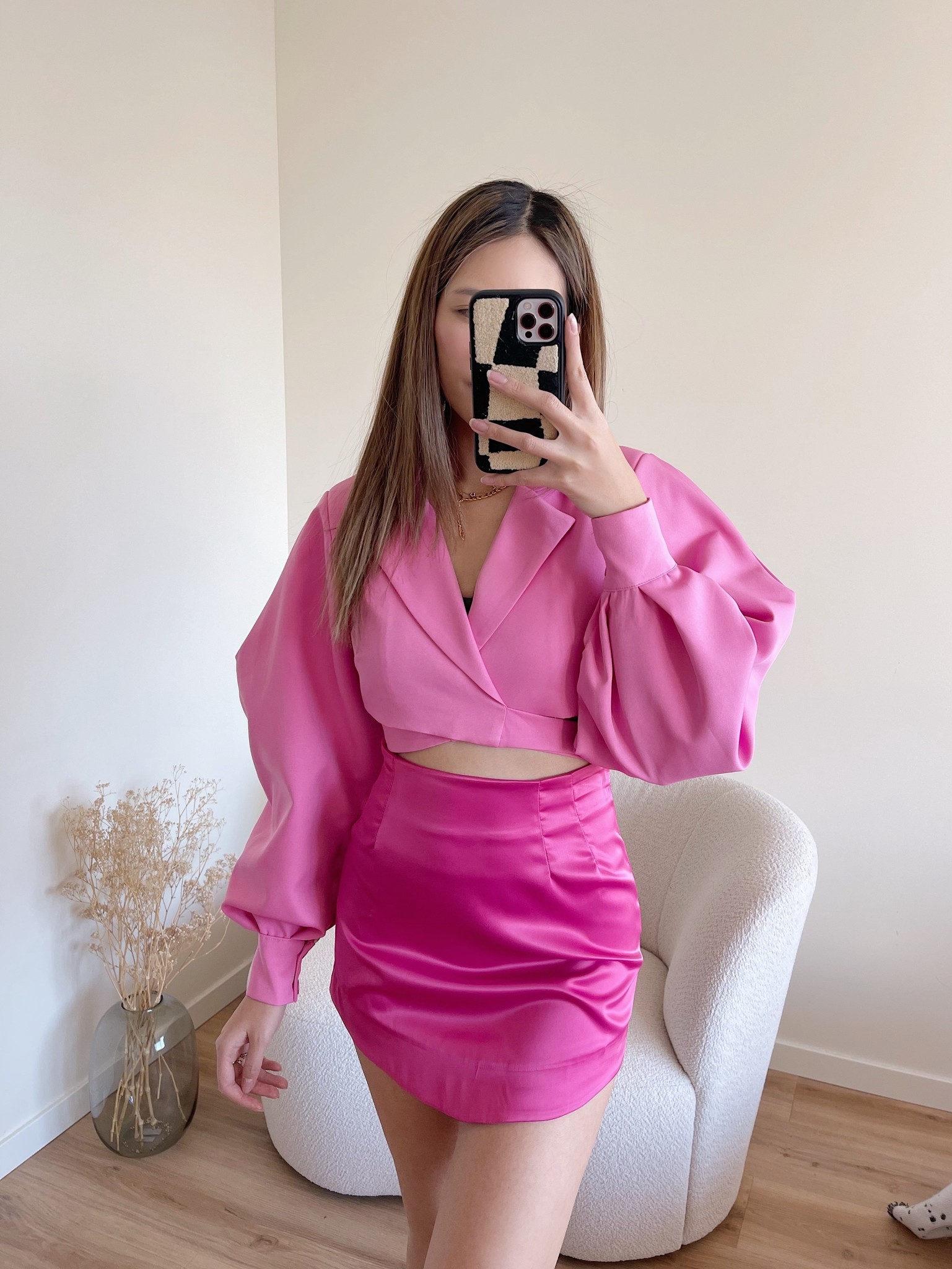 スカート SELF PORTRAIT SS22 JERSEY SKIRT (SS22-19S_FUCHSIA) Pink Embellished Knit Midi Skirt – self-portrait-US