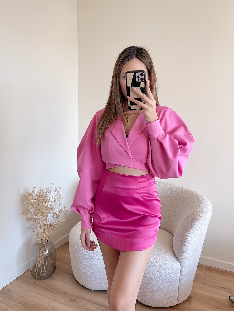 Asra Satin Skirt / Fuchsia