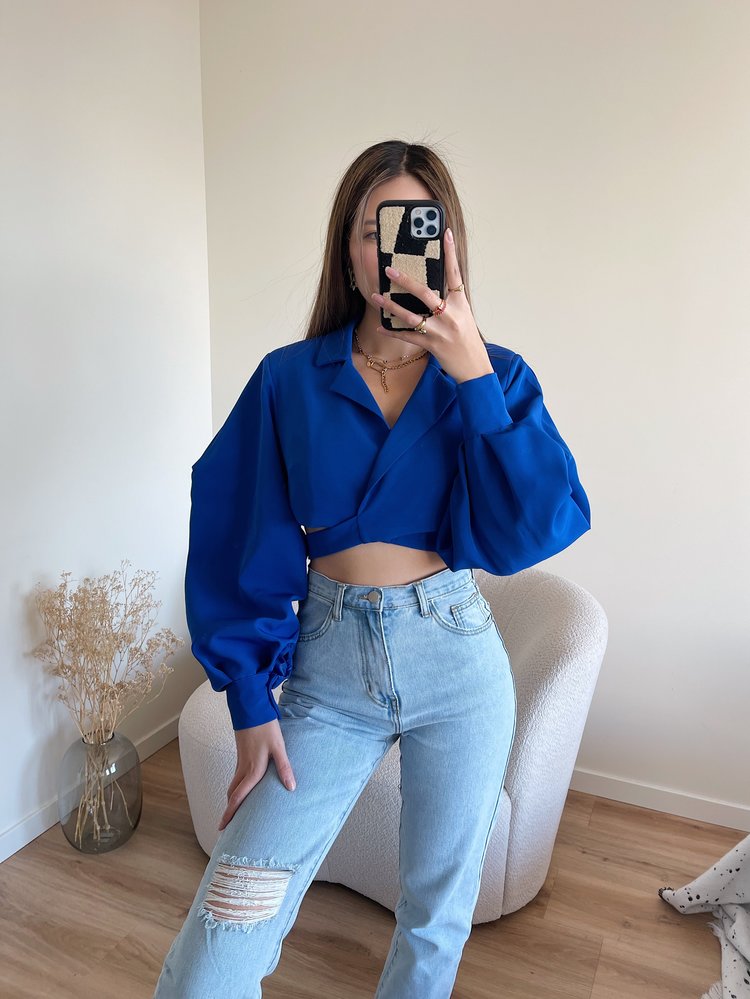 Nicci Blazer Wrap Top / Cobalt Blue