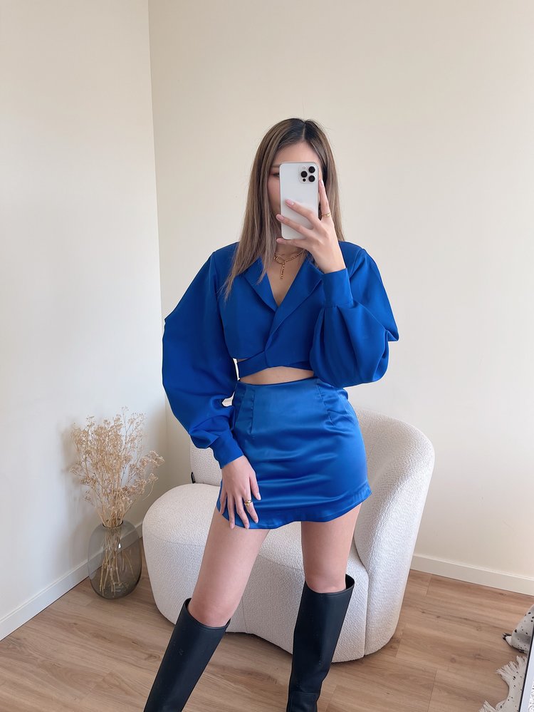 Asra Satin Skirt / Cobalt Blue