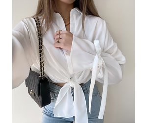 Julea Bow Tie Cropped Blouse / White - Hello My Love