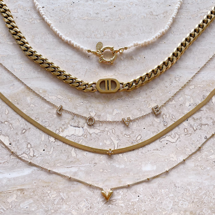 Gold Little V Beads Necklace