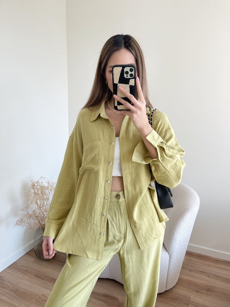 Lourdes Linen Blouse / Green