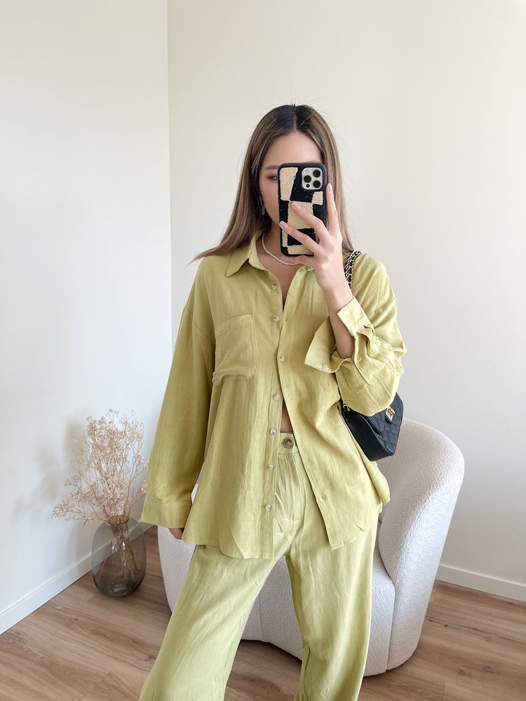 Lourdes Linen Blouse / Green