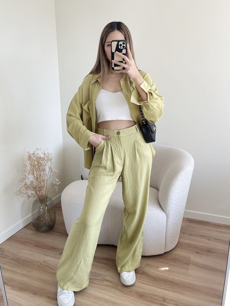 Lourdes Linen Blouse / Green