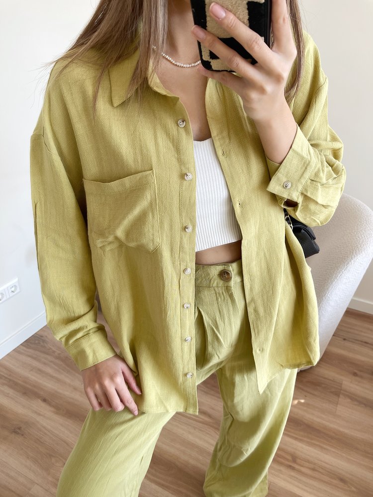 Lourdes Linen Blouse / Green