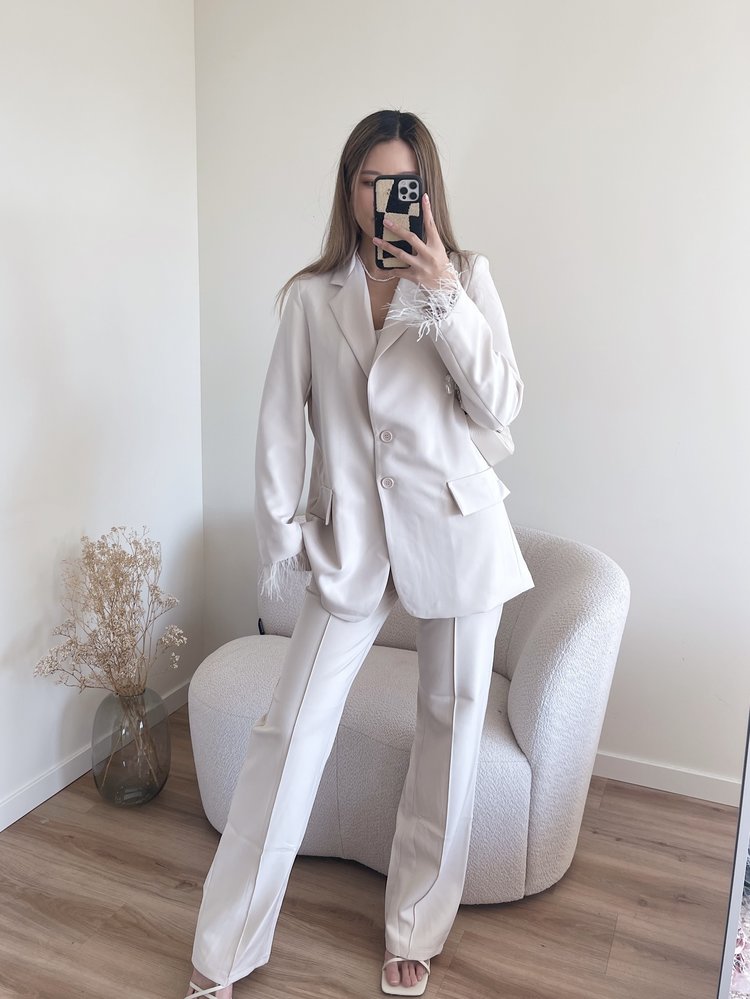 Bowie Wide Leg Trousers / Cream