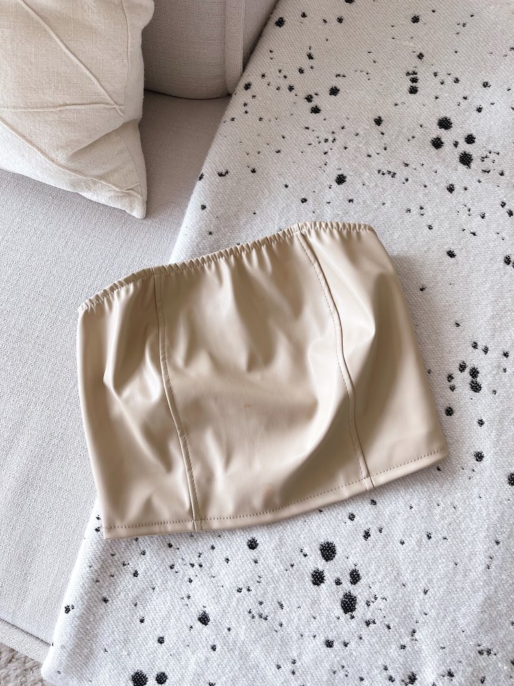 Mika  Faux Leather Tube Top / Beige