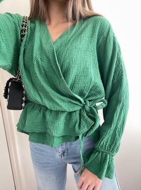 Vada Bow Tie Blouse / Bright Green