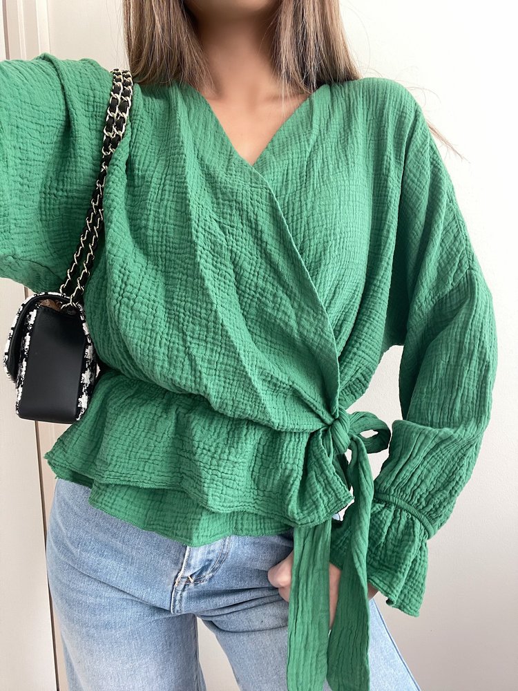 Vada Bow Tie Blouse / Bright Green