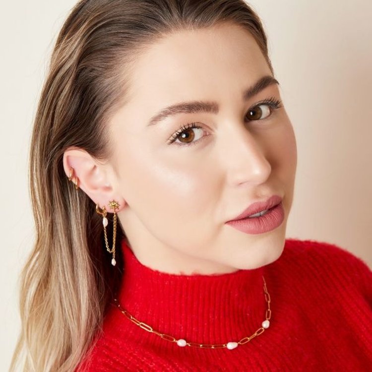 Silver Star Pearl Dangle Earrings