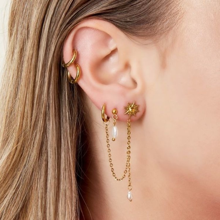 Silver Star Pearl Dangle Earrings