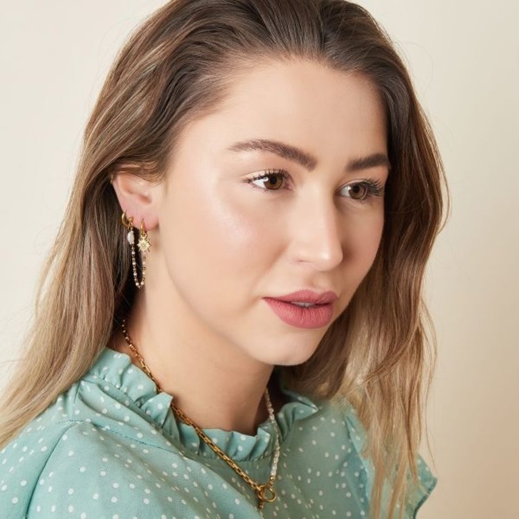 Silver Star Pearl Beads Earrings