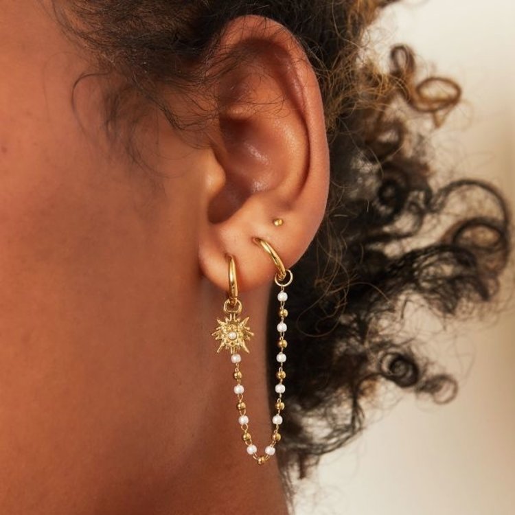 Silver Star Pearl Beads Earrings