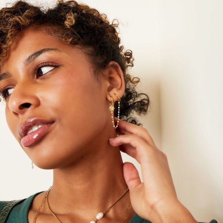 Silver Star Pearl Beads Earrings