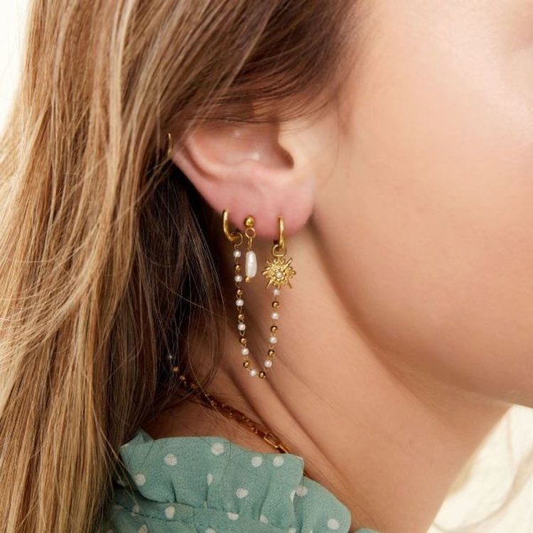 Silver Star Pearl Beads Earrings