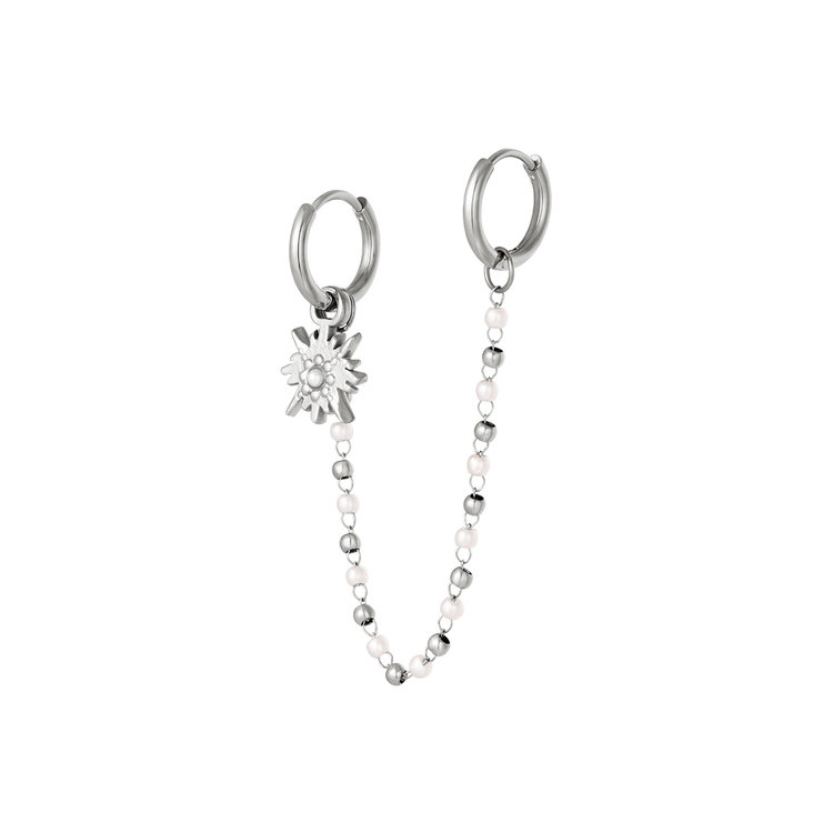 Silver Star Pearl Beads Earrings