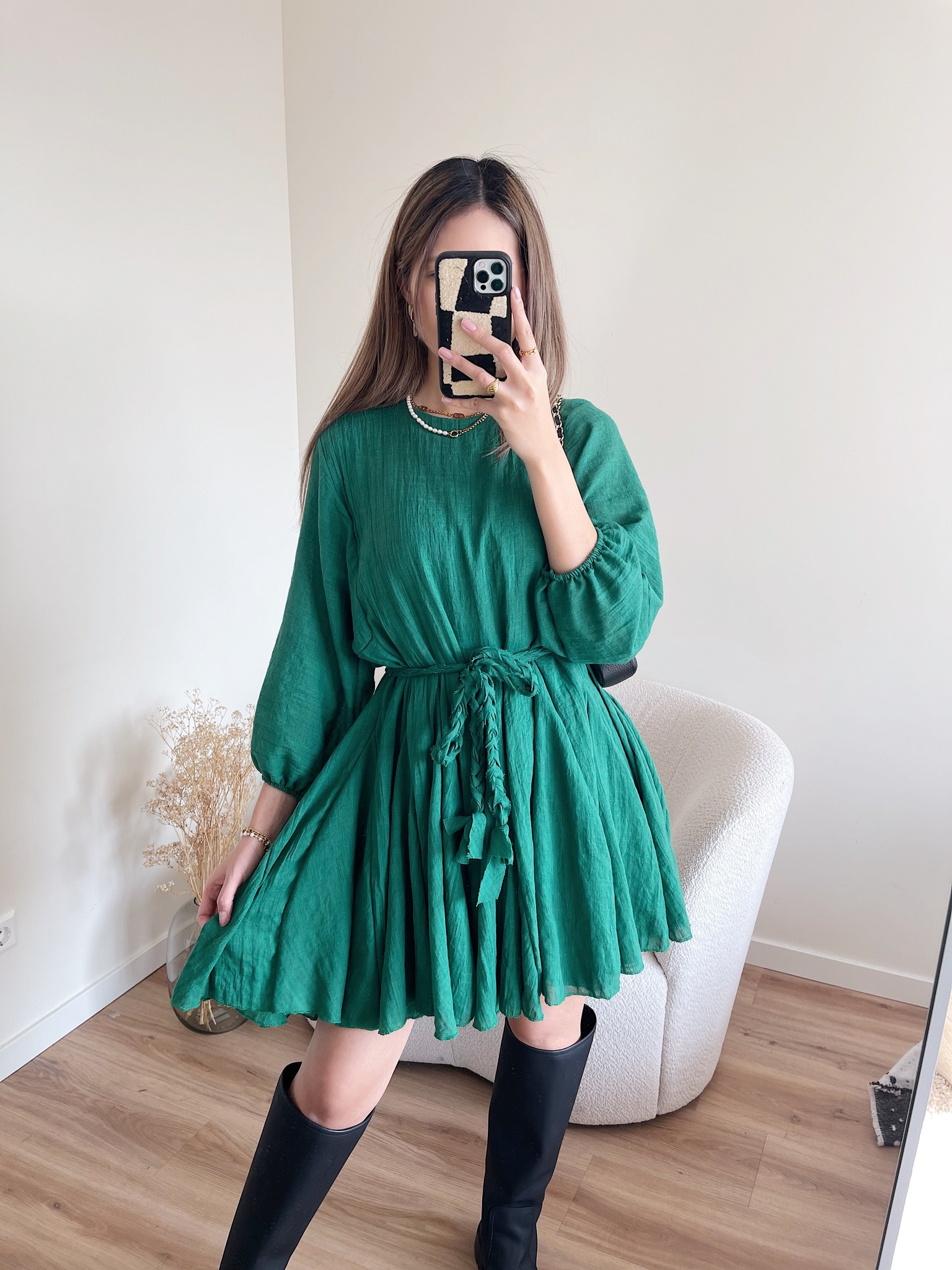 Kyoko Flowy Dress / Dark Green