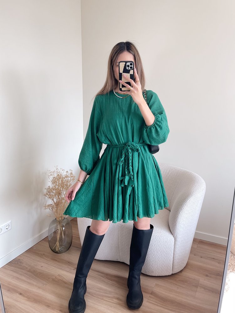 Kyoko Flowy Dress  / Dark Green