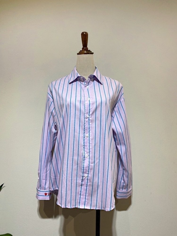Love Striped Blouse / Pink & Blue
