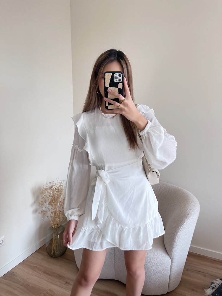 Lune Ruffle Dress / White