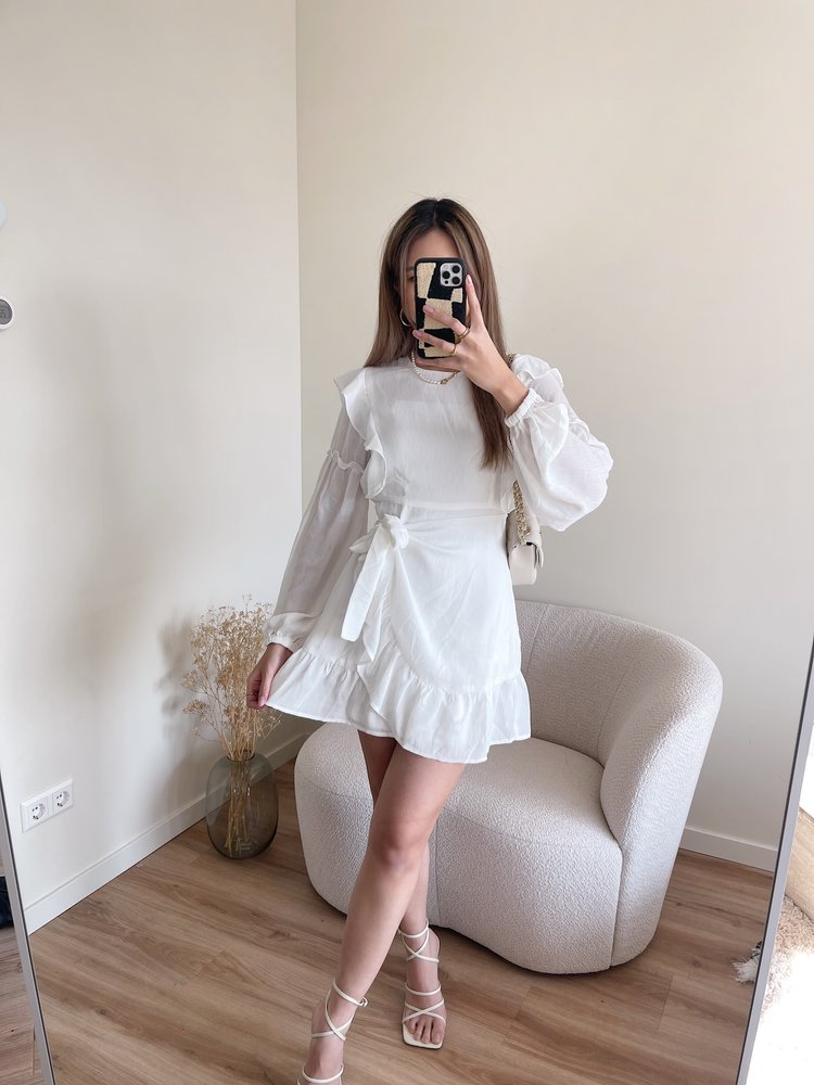 Lune Ruffle Dress / White