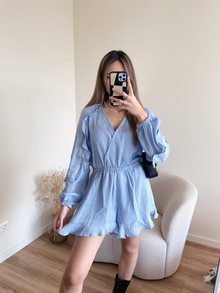 Yumé Ruffle Playsuit / Blue