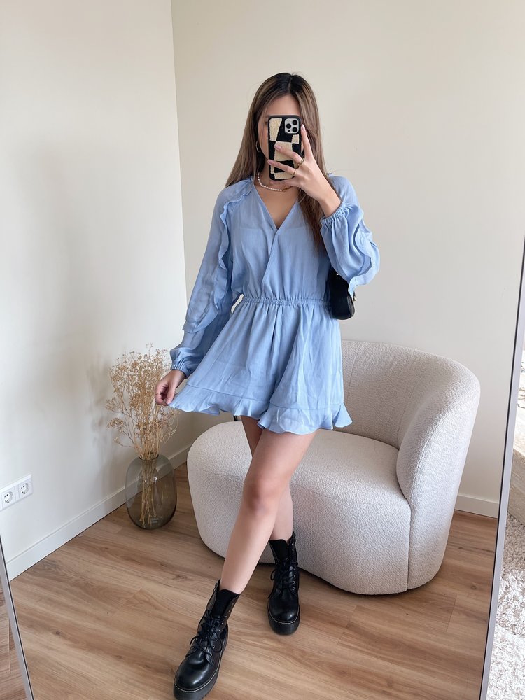 Yumé Ruffle Playsuit / Blue