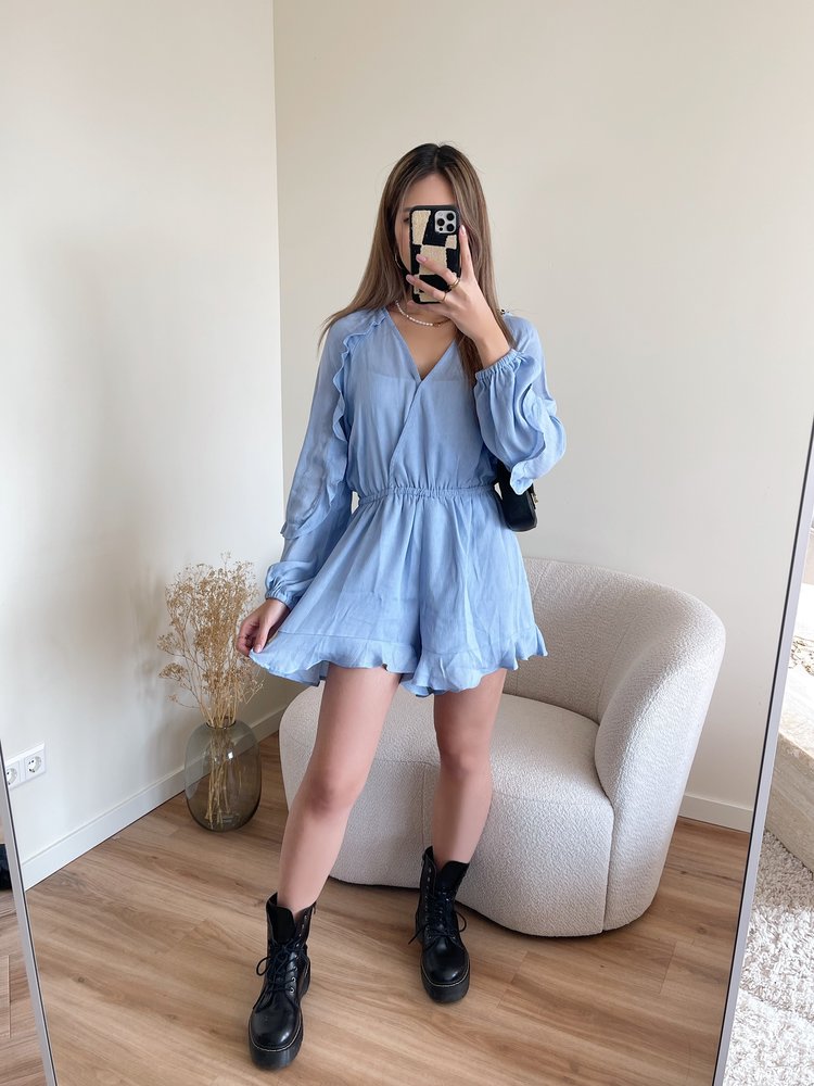 Yumé Ruffle Playsuit / Blue