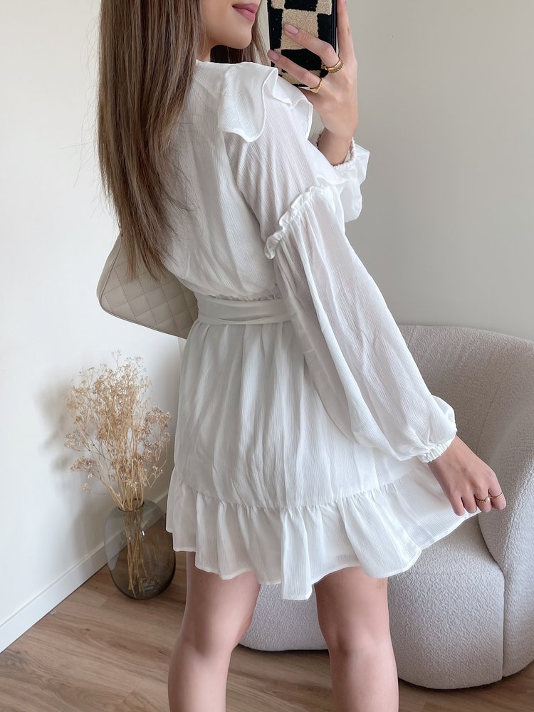 Lune Ruffle Dress / White