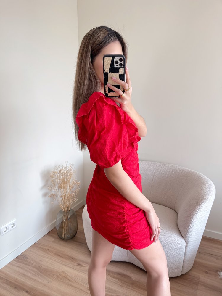 Ahri Embroidered Dress / Red