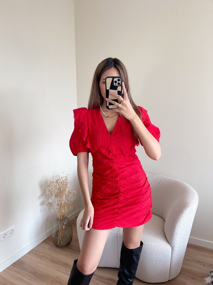 Ahri Embroidered Dress / Red