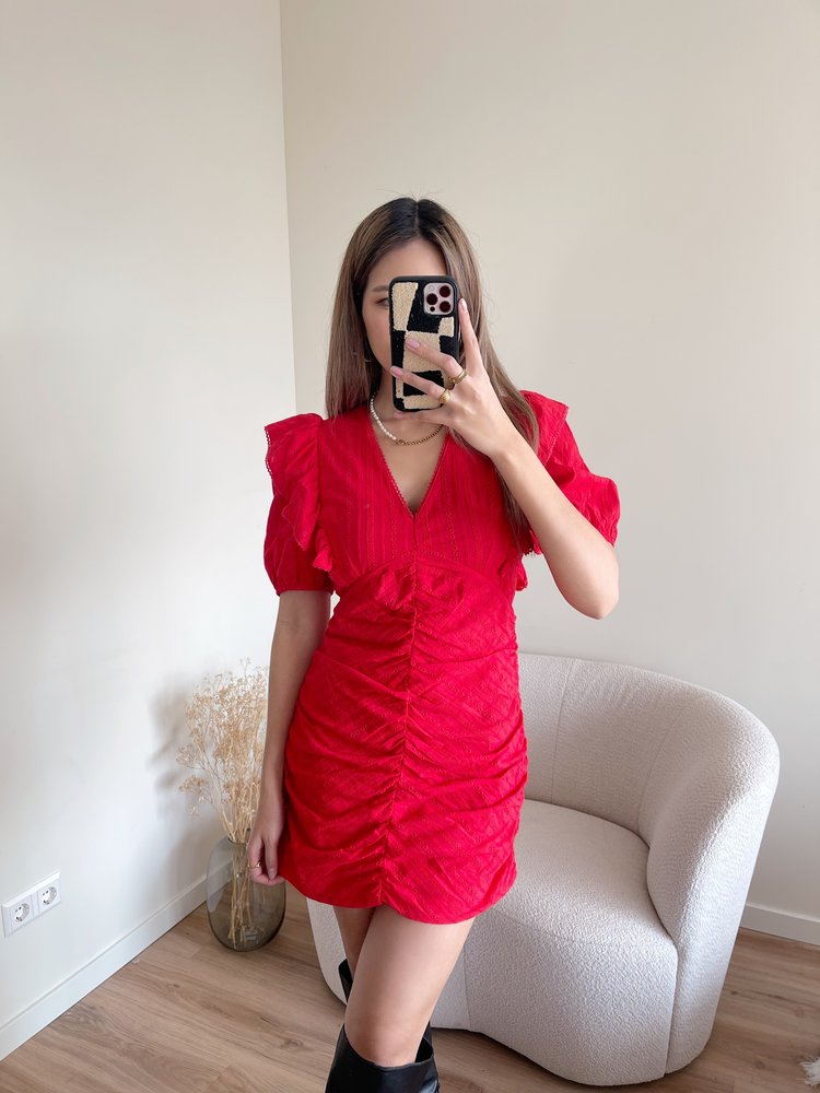 Ahri Embroidered Dress / Red