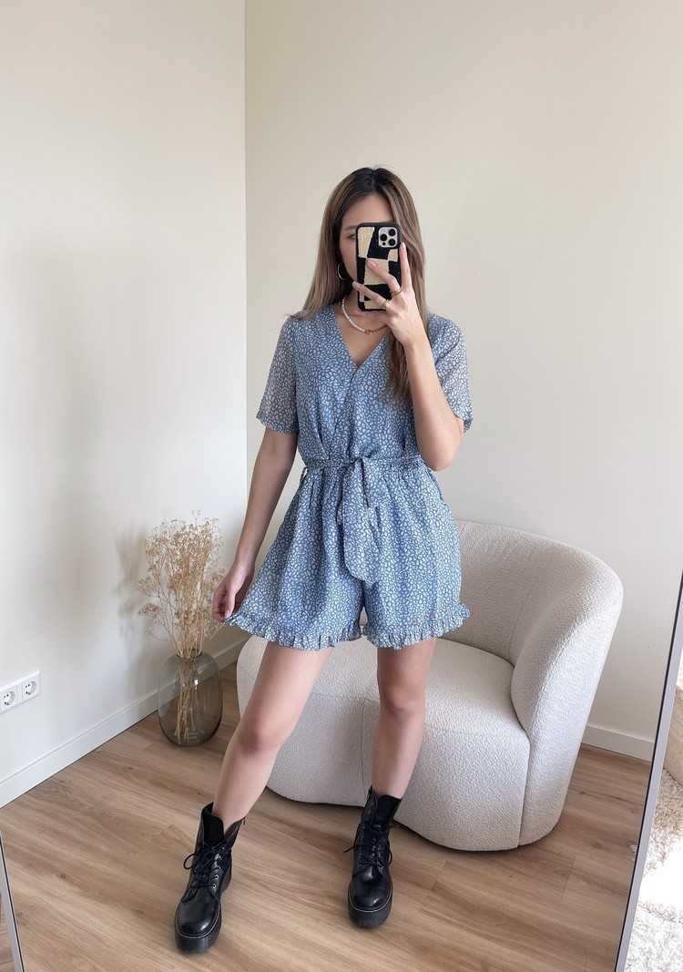 Xari Leopard Playsuit / Blue